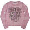 Pink - Front - AC-DC Womens-Ladies Plug Me In Mesh Long-Sleeved Crop Top