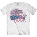 White - Front - Creedence Clearwater Revival Unisex Adult Guitar & Flag T-Shirt