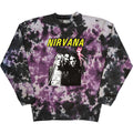 Grey-Purple-Black - Front - Nirvana Unisex Adult Flipper Washed Sweatshirt