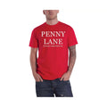 Red - Front - The Beatles Unisex Adult Penny Lane Back Print T-Shirt