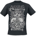 Black - Front - Asking Alexandria Unisex Adult Skull Stack T-Shirt