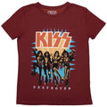 Red - Front - Kiss Womens-Ladies Destroyer 3D Logo T-Shirt