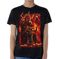 Black - Front - Slayer Unisex Adult Goat Skull T-Shirt