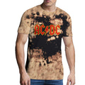 Tan-Black - Front - AC-DC Unisex Adult The Wash Collection Dip Dye Logo T-Shirt