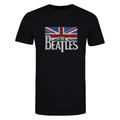 Black - Front - The Beatles Unisex Adult Flag Logo T-Shirt