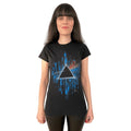 Black-Blue - Back - Pink Floyd Womens-Ladies Dark Side Of The Moon Splattered T-Shirt