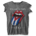 Charcoal Grey - Front - The Rolling Stones Womens-Ladies Havana Cuba Burnout T-Shirt