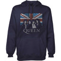 Navy Blue - Front - Queen Unisex Adult Union Jack Vintage Hoodie