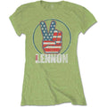 Kiwi Green - Front - John Lennon Womens-Ladies Peace Symbol T-Shirt