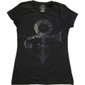 Black - Front - Prince Womens-Ladies Symbol Embellished T-Shirt