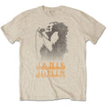 Sand - Front - Janis Joplin Unisex Adult Working The Mic Cotton T-Shirt