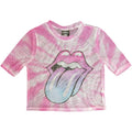 White-Pink - Front - The Rolling Stones Womens-Ladies Gradient Mesh Crop Top