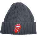 Black - Front - The Rolling Stones Unisex Adult Classic Tongue Cable Knit Beanie