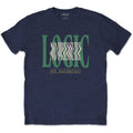 Navy Blue - Front - Logic Unisex Adult Wavy Cotton Back Print T-Shirt