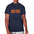 Navy Blue - Front - AC-DC Unisex Adult The Wash Collection Logo T-Shirt