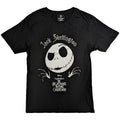 Black - Front - Nightmare Before Christmas Unisex Adult Jack Skellington Head Cotton Embellished T-Shirt