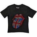 Black - Front - The Rolling Stones Childrens-Kids British Tongue Embellished T-Shirt