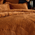 Rust - Side - Paoletti Palmeria Velvet Quilted Duvet Cover Set