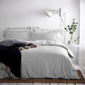 Grey - Back - The Linen Yard Hebden Melange Stripe Duvet Cover Set