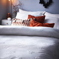 White - Side - The Linen Yard Tufted Ghost Halloween Duvet Cover Set