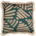 Green - Front - Paoletti Oromo Fringe Cushion Cover