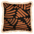 Brown - Front - Paoletti Oromo Fringe Cushion Cover