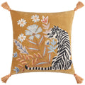 Gold - Front - Wylder Tropics Embroidered White Tiger Cushion Cover