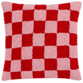 Red - Front - Yard Yarrow Faux Mohair Checked Cushion Cover