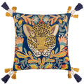 Royal Blue - Front - Wylder Regal Embroidered Leopard Cushion Cover