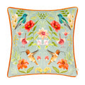 White-Orange - Front - Wylder Nectar Contrast Piping Velvet Blossom Cushion Cover