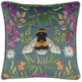 Multicoloured - Front - Wylder Nature House of Bloom Zinnia Bee Piped Square Cushion Cover