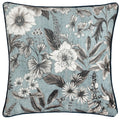 Petrol - Front - Wylder Harlington Botany Piped Velvet Floral Cushion Cover