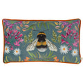 Steel Blue - Front - Wylder Nature House of Bloom Zinnia Bee Piped Rectangular Cushion Cover