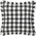 Black - Front - Yard Barton Fringed Checked Cushion Cover