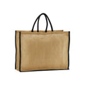 Natural-Black - Front - Westford Mill Contrast Starched Jute Tote Bag