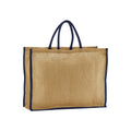 Natural-Navy - Front - Westford Mill Contrast Starched Jute Tote Bag