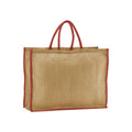 Natural-Orange Rust - Front - Westford Mill Contrast Starched Jute Tote Bag