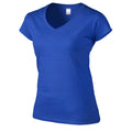 Royal Blue - Side - Gildan Womens-Ladies Soft Touch V Neck T-Shirt