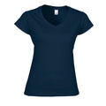 Navy - Front - Gildan Womens-Ladies Soft Touch V Neck T-Shirt