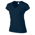 Navy - Side - Gildan Womens-Ladies Soft Touch V Neck T-Shirt