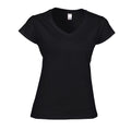 Black - Front - Gildan Womens-Ladies Soft Touch V Neck T-Shirt