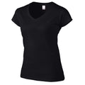 Black - Side - Gildan Womens-Ladies Soft Touch V Neck T-Shirt