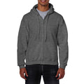 Dark Heather - Front - Gildan Unisex Adult Heavy Blend Full Zip Full Zip Hoodie