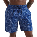 Navy-White Aztec - Back - Wombat Mens Diamond Swim Shorts