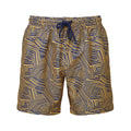 Navy-Mustard - Front - Wombat Mens Patterned Swim Shorts