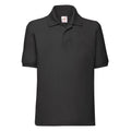 Black - Front - Fruit of the Loom Childrens-Kids 65-35 Plain Pique Polo Shirt