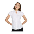 White - Side - Kustom Kit Womens-Ladies Continental Capped Sleeved Blouse