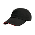 Black-Red - Front - Result Headwear Pro Style Heavy Brushed Cotton Sandwich Peak Baseball Cap