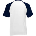 White-Deep Navy - Back - Fruit of the Loom Unisex Adult Contrast Panel Baseball T-Shirt