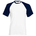 Heather Grey-Deep Navy - Front - Fruit of the Loom Unisex Adult Contrast Panel Baseball T-Shirt